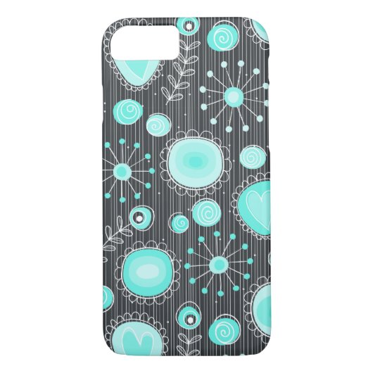 Whimsical Flowers in Turquoise iPhone 7 hoesje