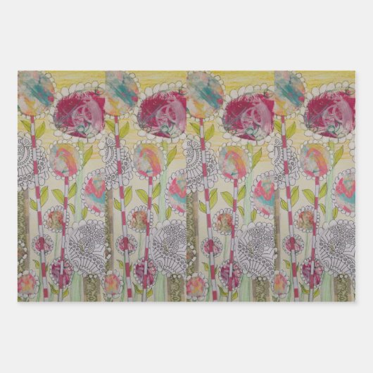 Whimsical Flowers Inpakpapier Vel (Voorkant 3)