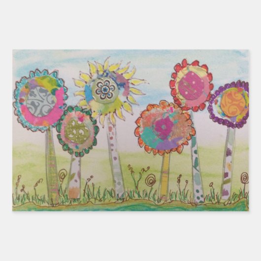 Whimsical Flowers Inpakpapier Vel (Voorkant 2)