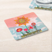 Whimsical Flowers  Kartonnen Onderzetters (Schuin)