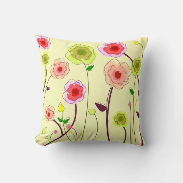 Whimsical Flowers Kussen (Voorkant)