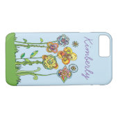 Whimsical Flowers l Personaliseren + DIY achtergro Case-Mate iPhone Case (Achterkant (Horizontaal))