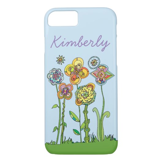 Whimsical Flowers l Personaliseren + DIY achtergro Case-Mate iPhone Case (Achterkant)
