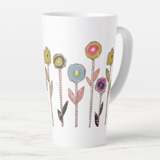 Whimsical Flowers  Latte Mok (Rechterhoek)