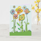 Whimsical Flowers Moederdag Kaart (Gele Bloem)