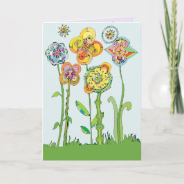 Whimsical Flowers Moederdag Kaart