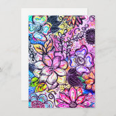 Whimsical Flowers Paarse Notecard Bedankkaart (Voorkant / Achterkant)