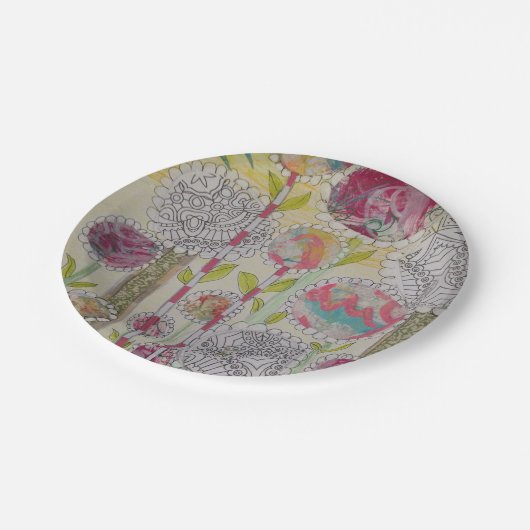 Whimsical Flowers Papieren Bordje (Gekanteld)