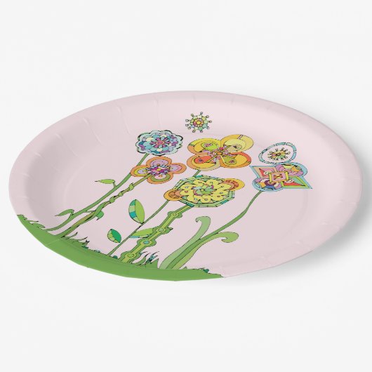 Whimsical Flowers Papieren Bordje (Gekanteld)