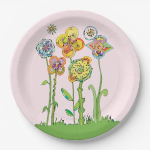 Whimsical Flowers Papieren Bordje