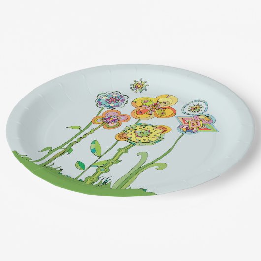 Whimsical Flowers Papieren Bordje (Gekanteld)