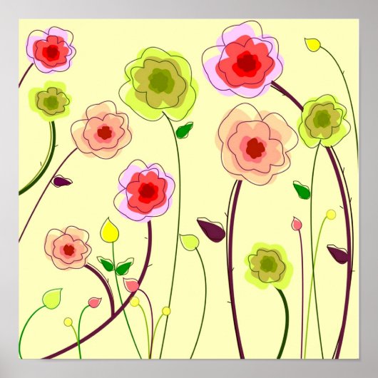 Whimsical Flowers Poster (Voorkant)