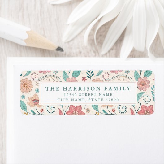 Whimsical Flowers Retour-adreslabel Etiket (Insitu)