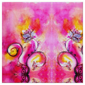 WHIMSICAL FLOWERS roze fuchsia yellow Stof (Close Up)