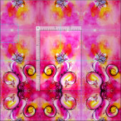WHIMSICAL FLOWERS roze fuchsia yellow Stof (Delen)