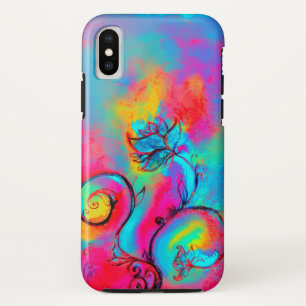 WHIMSICAL FLOWERS roze geel blauw iPhone XS Hoesje