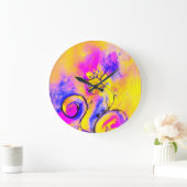 WHIMSICAL FLOWERS roze geel blauw Grote Klok (Huis)