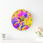 WHIMSICAL FLOWERS roze geel blauw Grote Klok (Huis)