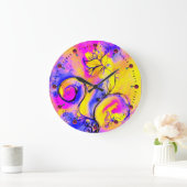 WHIMSICAL FLOWERS roze geel blauw Grote Klok (Huis)