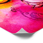 WHIMSICAL FLOWERS roze geel blauw Poster (Hoek)