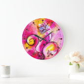 WHIMSICAL FLOWERS roze geel blauwgroen blauw Grote Klok (Huis)