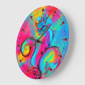 WHIMSICAL FLOWERS roze geel blauwgroen blauw Grote Klok (Hoek)