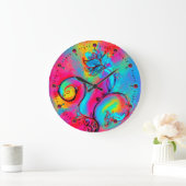 WHIMSICAL FLOWERS roze geel blauwgroen blauw Grote Klok (Huis)