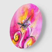 WHIMSICAL FLOWERS roze geel blauwgroen blauw Grote Klok (Hoek)