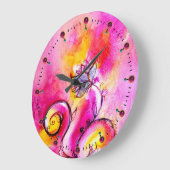 WHIMSICAL FLOWERS roze geel blauwgroen blauw Grote Klok (Hoek)