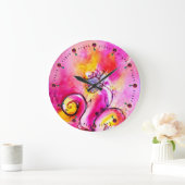 WHIMSICAL FLOWERS roze geel blauwgroen blauw Grote Klok (Huis)