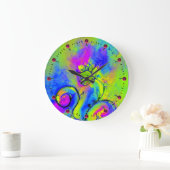 WHIMSICAL FLOWERS roze geel groen blauw Grote Klok (Huis)