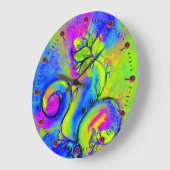 WHIMSICAL FLOWERS roze geel groen blauw Grote Klok (Hoek)