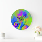 WHIMSICAL FLOWERS roze geel groen blauw Grote Klok (Huis)