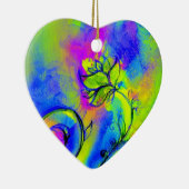 WHIMSICAL FLOWERS roze geel paars, blauw Keramisch Ornament (Rechts)