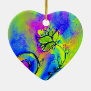 WHIMSICAL FLOWERS roze geel paars, blauw Keramisch Ornament