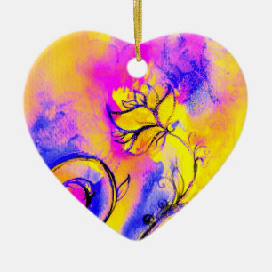 WHIMSICAL FLOWERS roze geel paars, blauw Keramisch Ornament