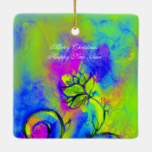 WHIMSICAL FLOWERS roze geel paars, blauw Keramisch Ornament (Achterkant)