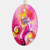 WHIMSICAL FLOWERS roze geel paars Keramisch Ornament (Links)