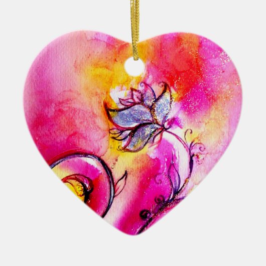 WHIMSICAL FLOWERS roze geel paars Keramisch Ornament (Voorkant)