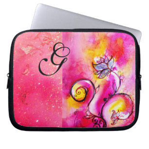WHIMSICAL FLOWERS roze geel paars Laptop Sleeve