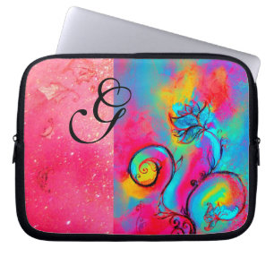 WHIMSICAL FLOWERS roze geel paars Laptop Sleeve