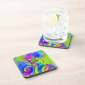 WHIMSICAL FLOWERS roze geel violet blauw Drankjes Onderzetter (Rechterzijde)