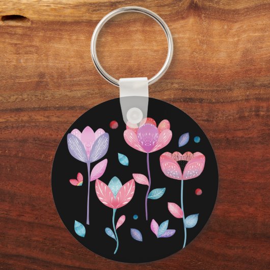 Whimsical Flowers Sleutelhanger (Achterkant)
