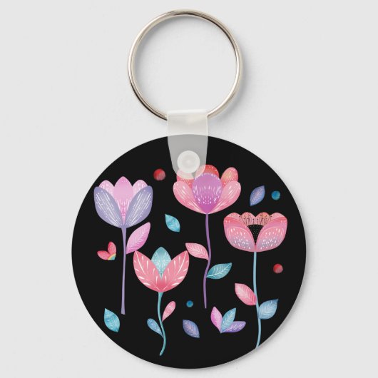 Whimsical Flowers  Sleutelhanger (Achterkant)