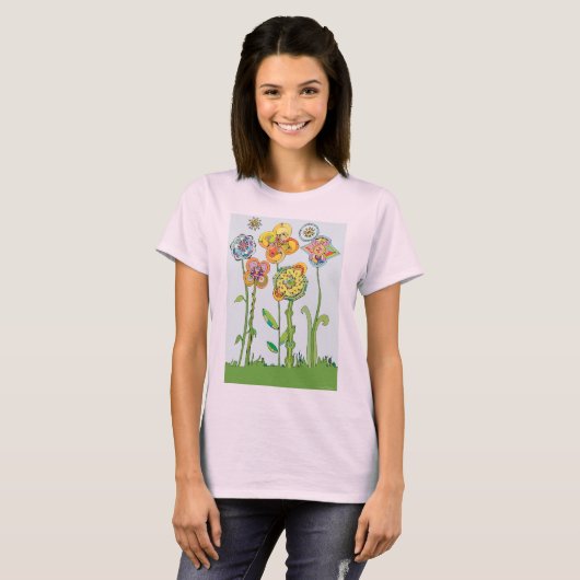 Whimsical Flowers T-shirt (Voorkant volledig)