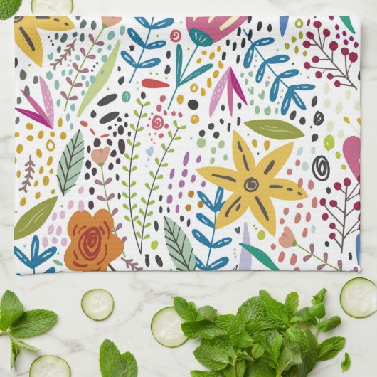 Whimsical Flowers Theedoek (Gevouwen)