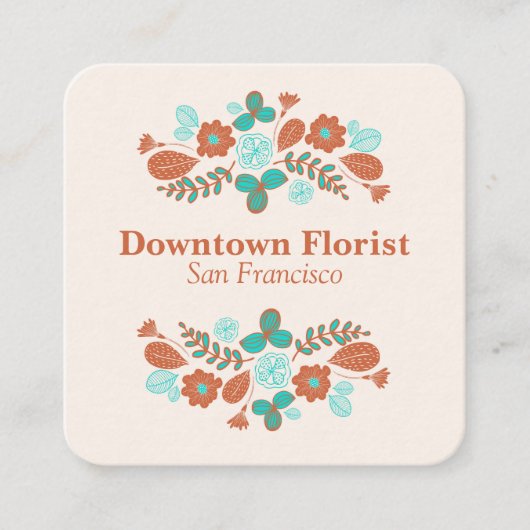 Whimsical Flowers Vierkante Visitekaartje (Voorkant)