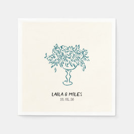 Whimsical flowers wedding hand drawn servet