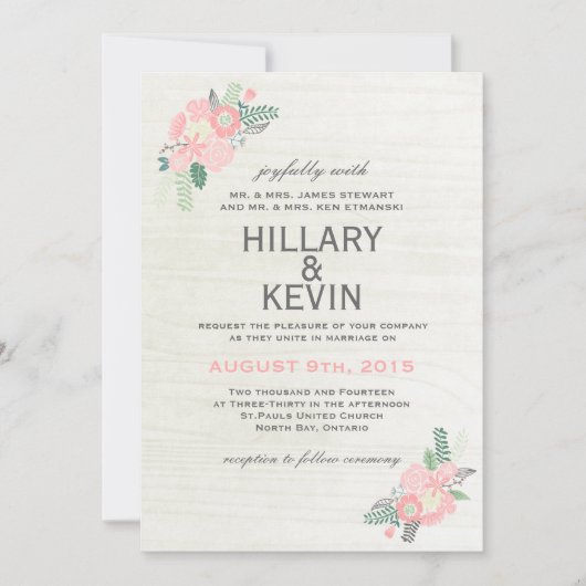 Whimsical Flowers - Wedding Invitation Kaart (Voorkant)