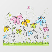 Whimsical Flowers Window Cling Raamsticker (Vel)